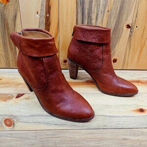 Lucky Brand Nycott Leather Stacked Heel Ankle Booties Women's Size 9